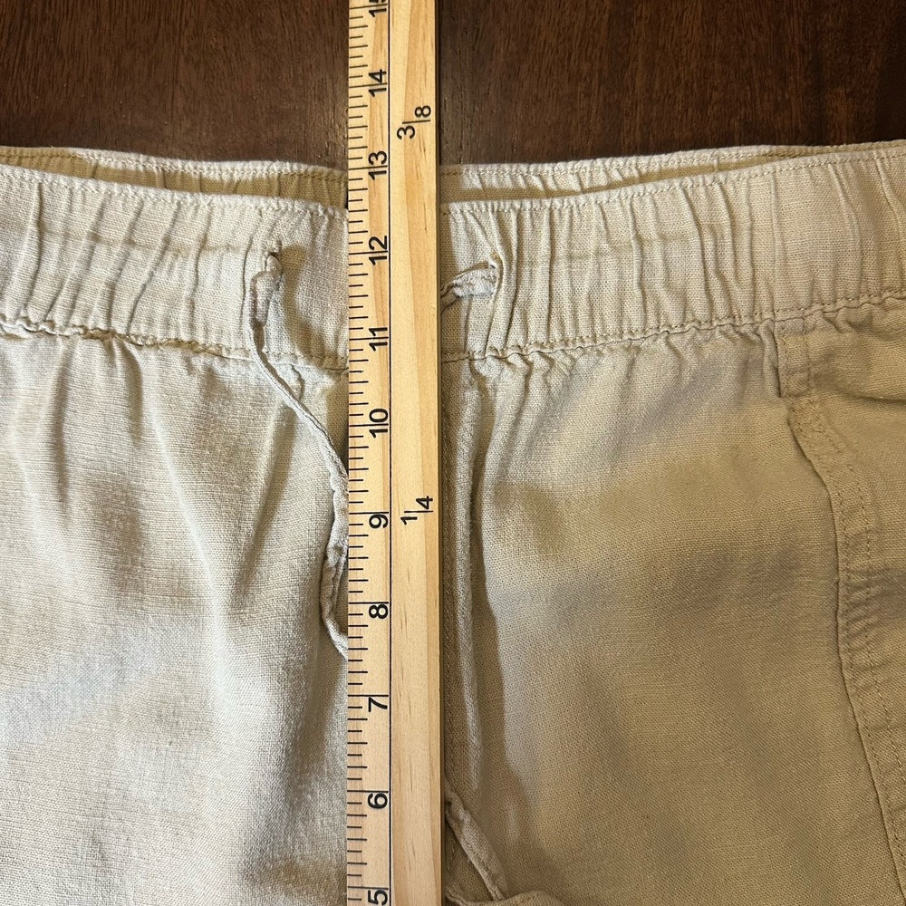 GAP Women's XL Tan Khaki Wide Leg Pants Linen Rayon Drawstring Casual Relaxed - Picture 9 of 12
